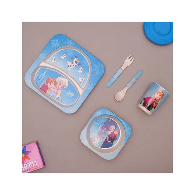 The Bamboo Co Frozen’s Elsa and Anna Bamboo Kids Dinner Set of 5- Blue