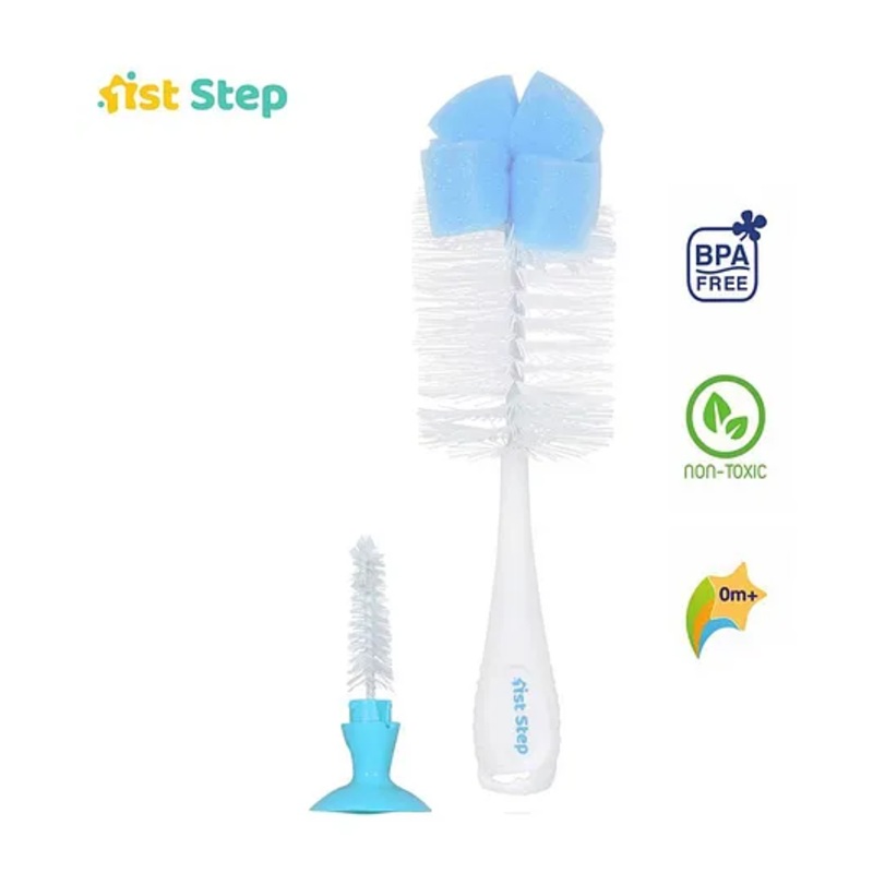 1st Step 2 in 1 Bottle & Nipple Cleaning Brush – Blue