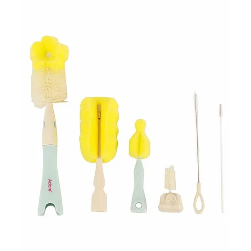 Adore Aloha 6 in 1 Bottle Cleaning Brush Kit – (Colour May Vary)