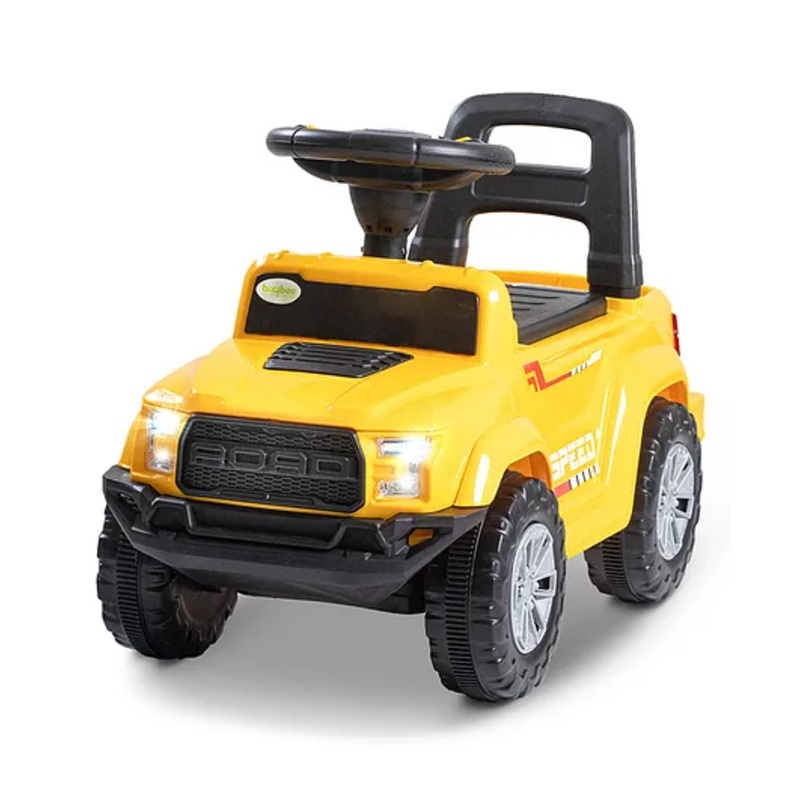 BAYBEE Roady Manual Push Ride On Car for Kids with LED Light High Backrest Storage & Horn – Yellow