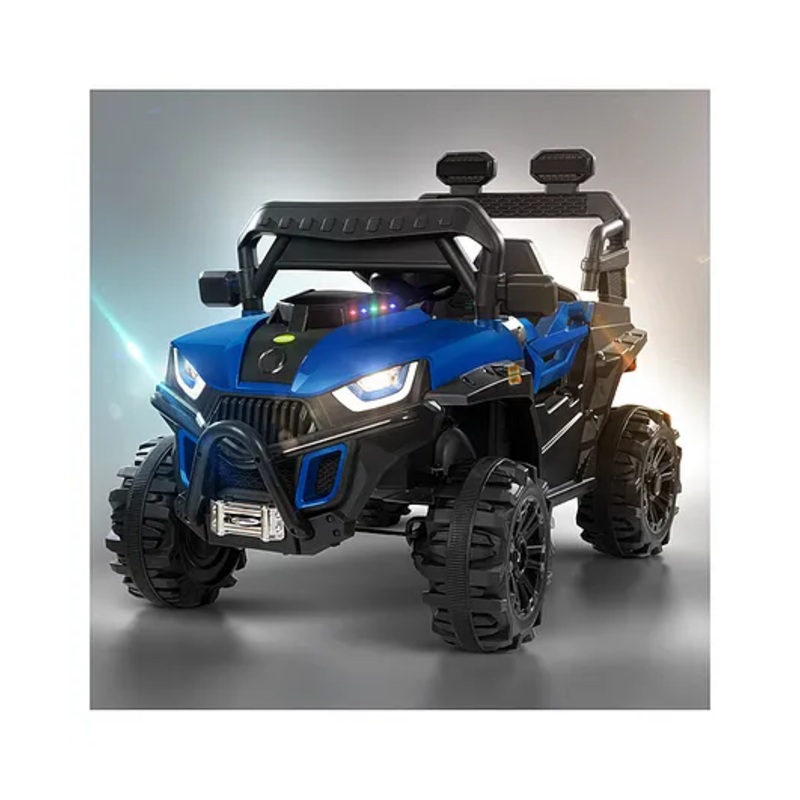 Baybee Roger Electric Rechargeable Battery Operated Jeep Car for Kids with LED Light Remote Control & Music (Painted Blue)