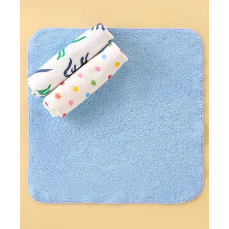 Ben Benny Terry Wash Cloth All Over Print and Solid L 26 x B 26 cm – Blue