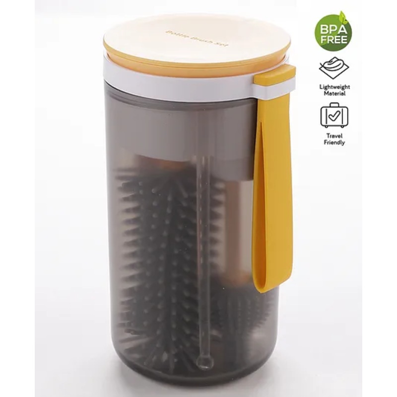 Bottle Drying Rack and Nipple Cleaning Brush Kit – Yellow