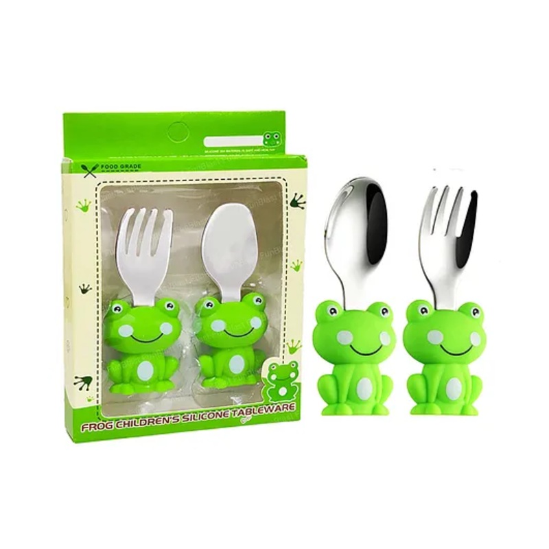 FunBlast Frog Shaped Spoon and Fork Set for Kids  2 Pcs