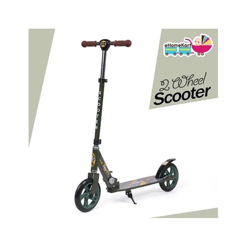 Funride Kids Scooter Ether  Two Wheel Kick Scooters for Boys and Girls with Adjustable Height and Rear Brake 2 Wheels Foldable Skate – Green