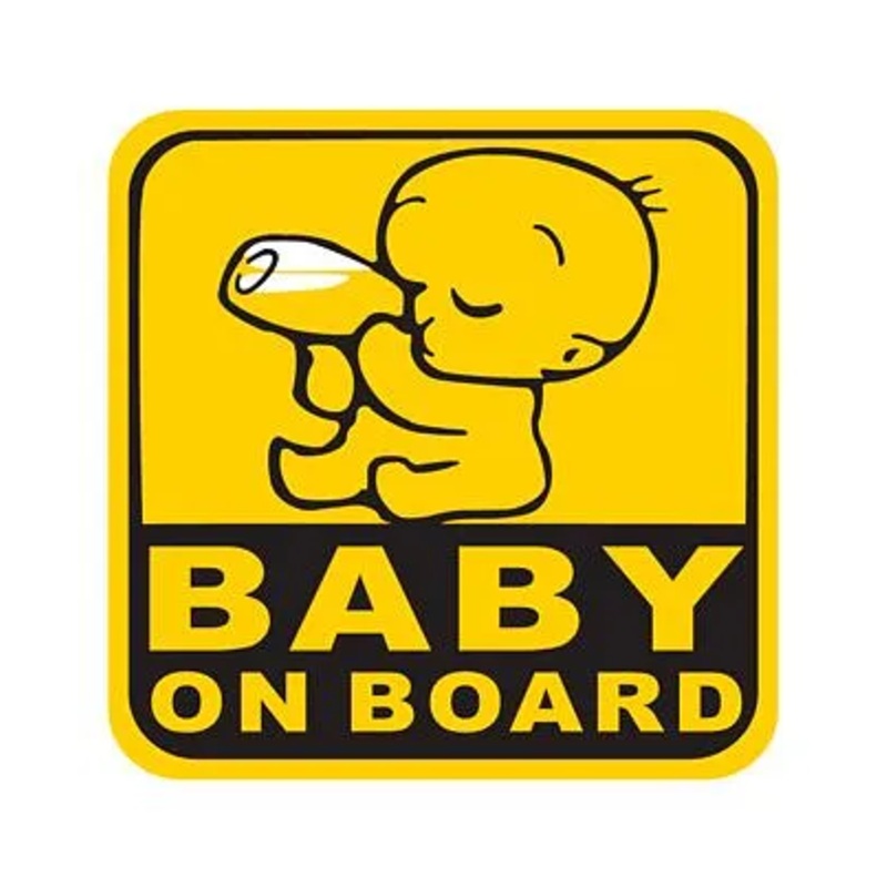 Fusion Graphix Baby On Board Sticker Black & Yellow drinking milk 037