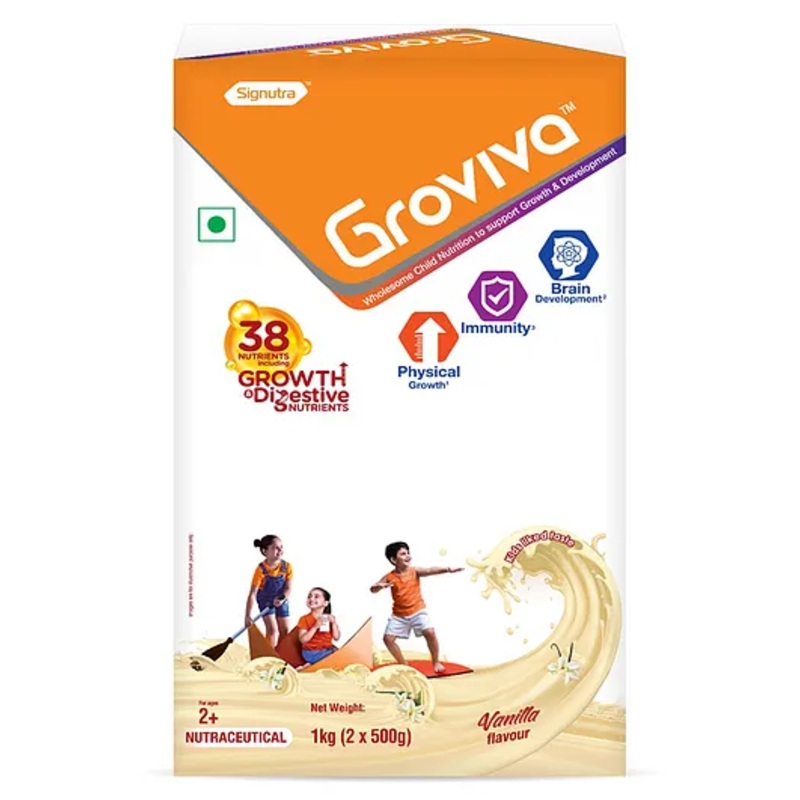 Groviva Child Nutrition Vanilla Flavour Supplement Jar – 1 Kg