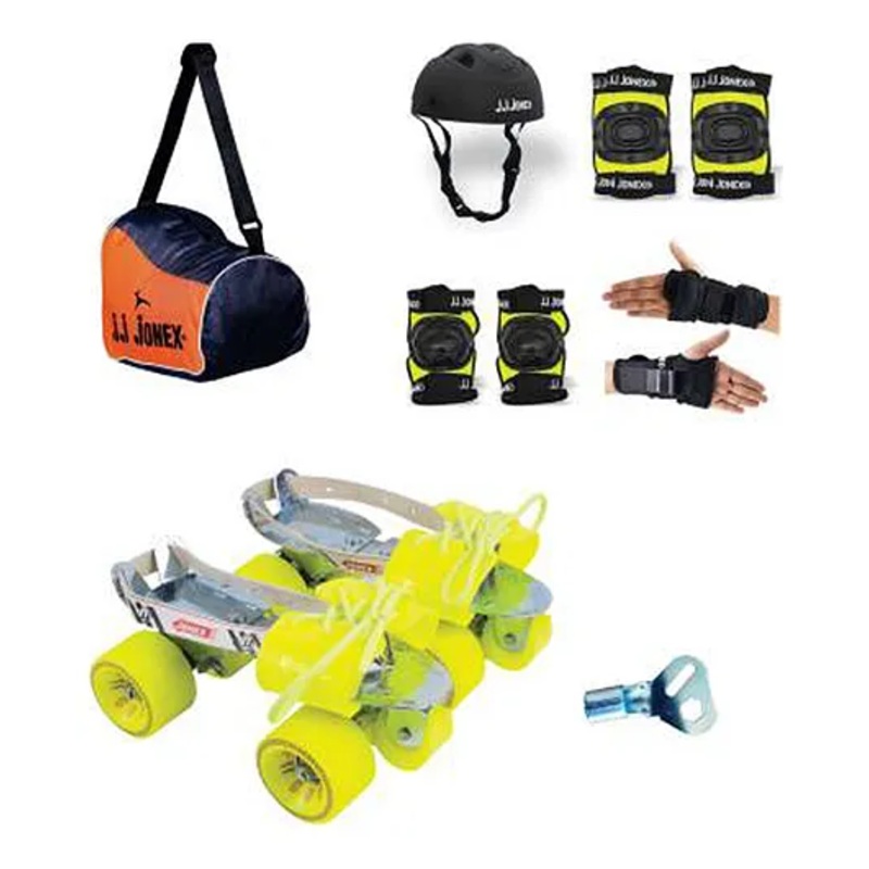 JJ Jonex Gold Adjustable Roller Skating Kit With Helmet Medium – Green
