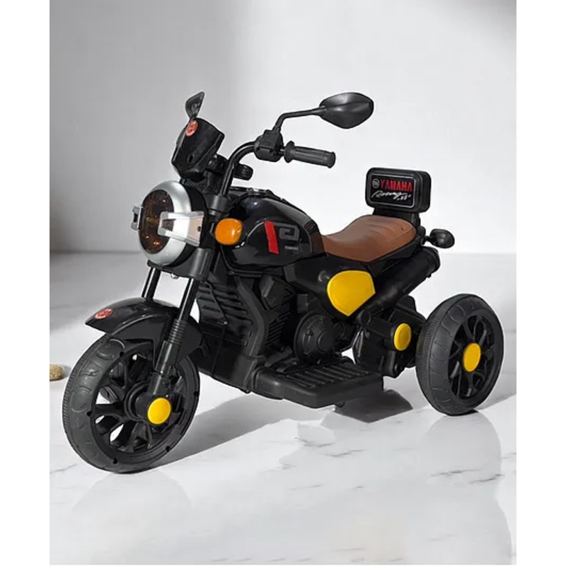 JN Creations 6V Battery Operated Ride On Yamaha RX-100 Bike for Kids with Foot Accelerator & Brake (BLACK)