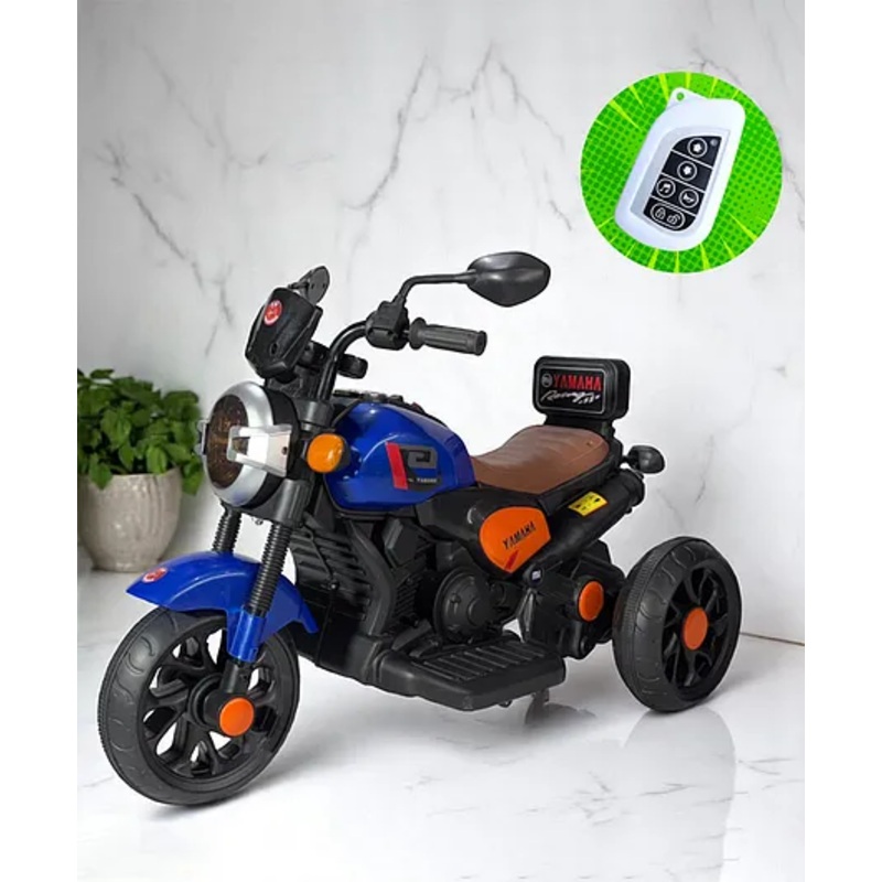 JN Creations 6V Battery Operated Ride On Yamaha RX-100 Bike for Kids with Foot Accelerator & Brake With Remote Control (BLUE)