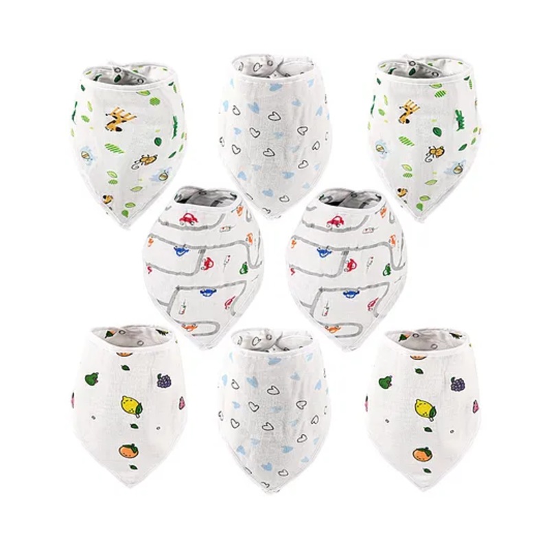 Kuber Industries Pack of 8 Soft Cotton Napkins & Bibs for New Born Baby 0 to 6 Months | Washable Baby Bip Apron for Feeding & Eating Food | White