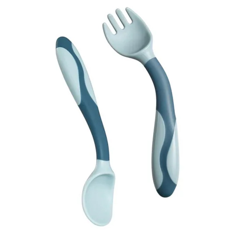 MOMISY Baby Infant Bendable Fork and Spoon Set – Blue