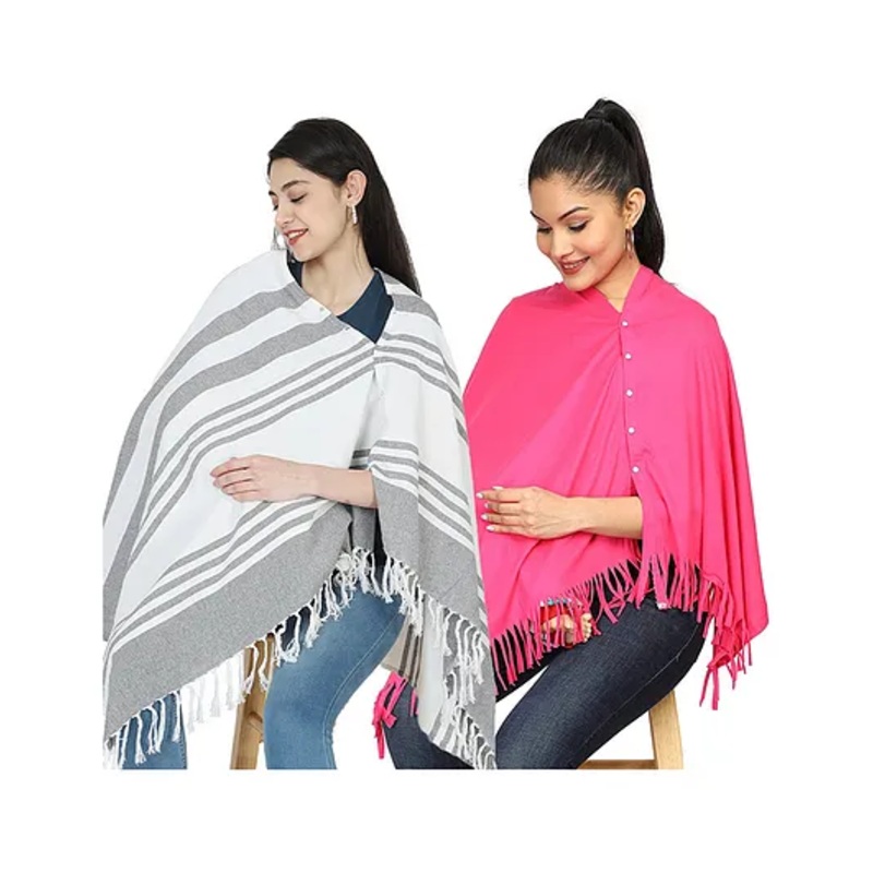 nene Mothers Multi-Purpose Large Size Nursing Feeding Scarf-Grey & Pink