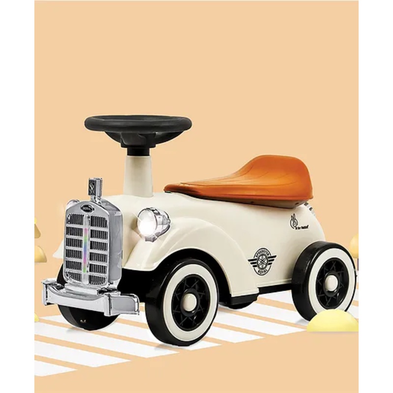 R for Rabbit Speedster Royal Ride on Car with LED Light & Horn – Cream & Brown