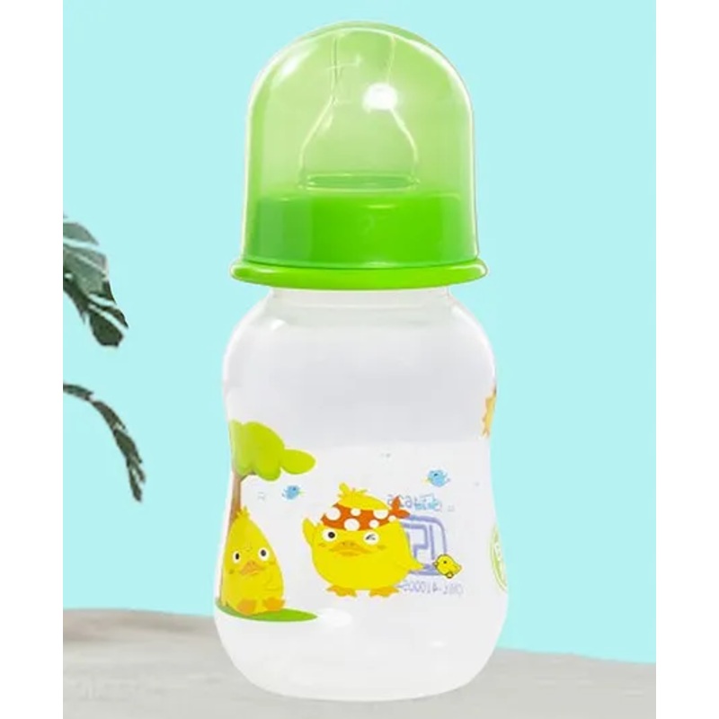 Tinny Tots Baby Feeding Sipper Liquids Milk Polypropylene Slim Neck Bottle With Anti-Colic Silicone Nipple Feeder BPA Free  (125 ml – GREEN)