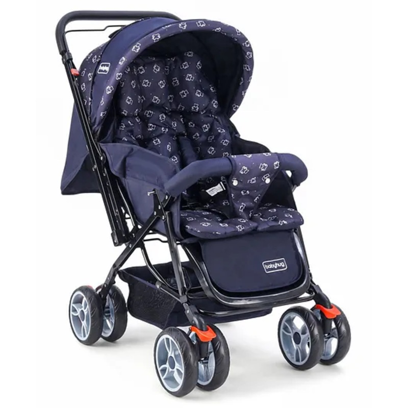 Babyhug Comfy Ride Stroller With Reversible Handle – Dark Blue