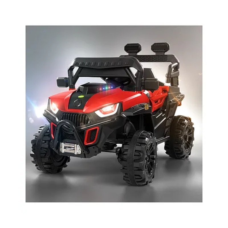 Baybee Roger Electric Rechargeable Battery Operated Jeep Car for Kids with LED Light Remote Control & Music (Red)
