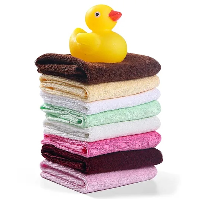 Ben Benny Terry Solid Color Hand & Face Towels with a Duck Toy Pack of 8 L 23.5 x B 23.5 cm – Multicolour