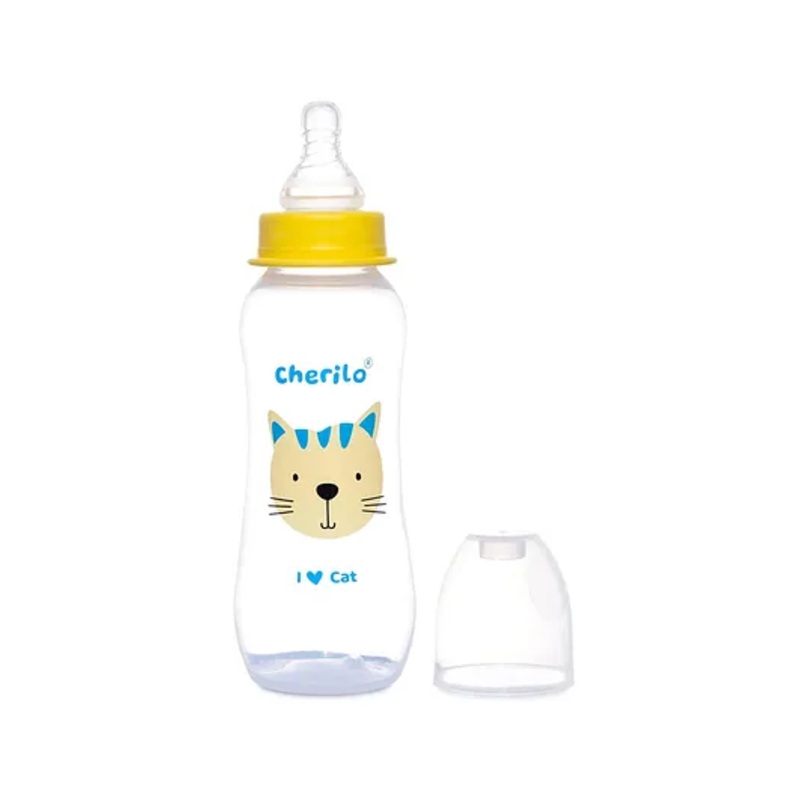 Cherilo Anti-Colic Baby Feeding Bottle Baby Panda Style Clear Yellow – 250 ml