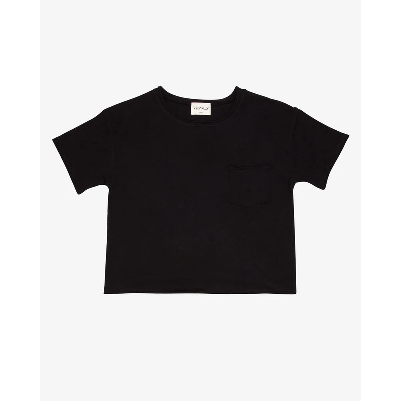 Cotton Jersey Raw Edge Pocket Tee – Black