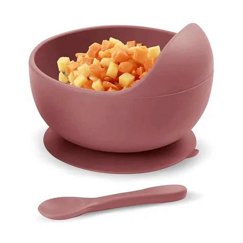 FunBlast Silicone Suction Bowl with Spoon Set for Toddlers  Brown