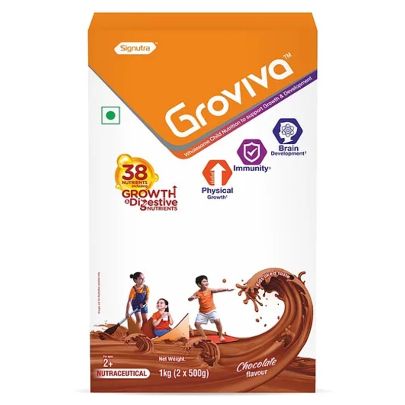 Groviva Child Nutrition Chocolate Flavour Supplement Jar – 1 Kg