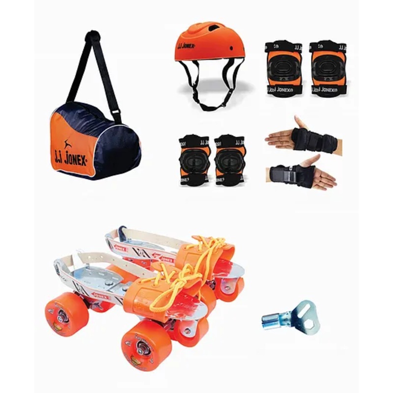 JJ JONEX Super Tenacity Adjustable Skates Combo With Large Size Helmet – Orange