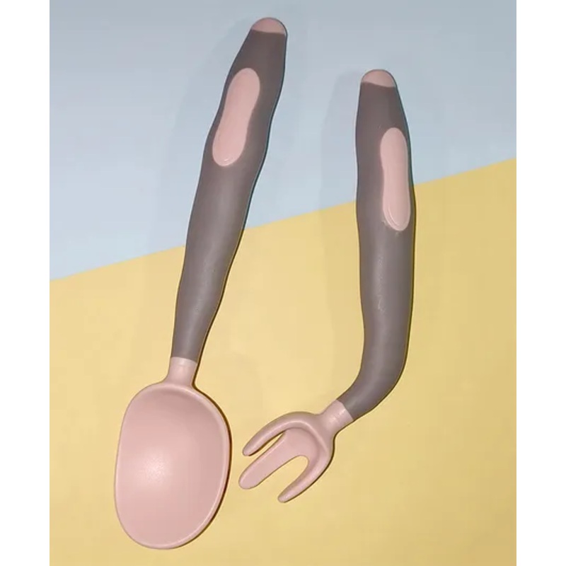 Joy Buzz Baby Flexible Training Spoon and Fork Set – Dark Grey