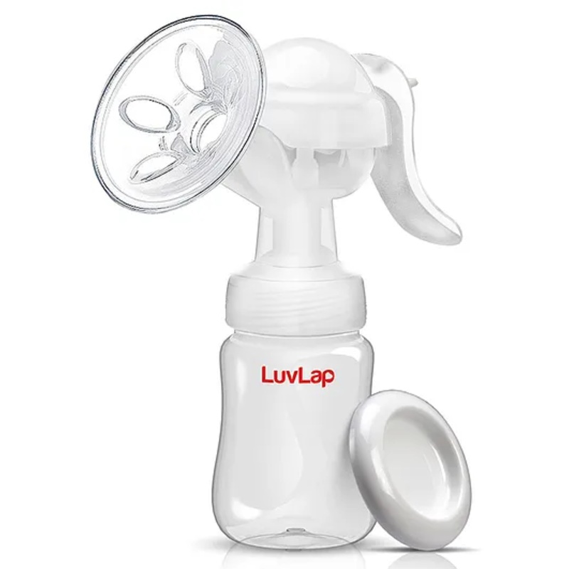 LuvLap Comfy Manual Breast Pump with 3-Level Suction Adjustment, Silicone Massage Cushion for Comfort, Ergonomic Handle for Easy Use, BPA Free Materials for Safety