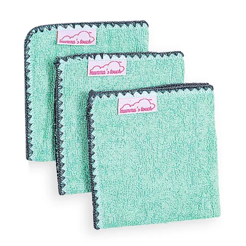 Mumma’s Touch Organic Bamboo Baby Towel Face Cloth – Green – Pack of 3
