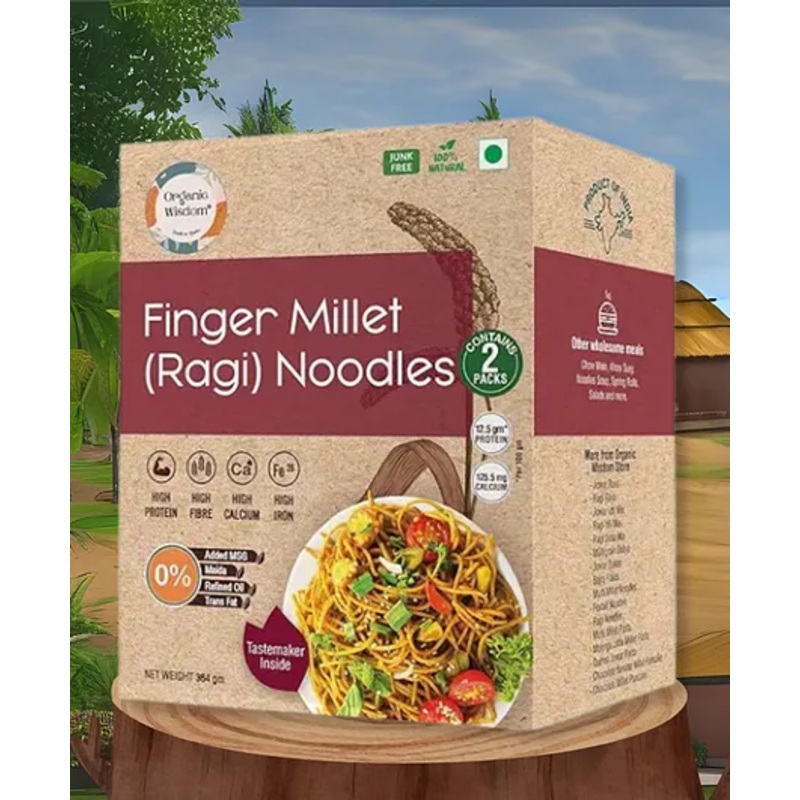 Organic Wisdom Junk Free Ragi (Finger Millet) Noodles,384g | Rich in Calcium & Iron |Free from MSG, Maida & Refined Oil