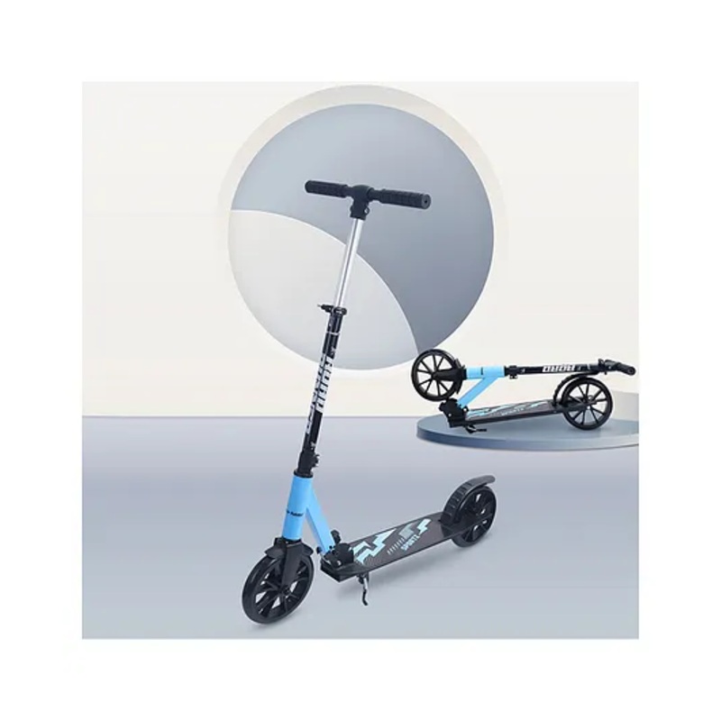 R for Rabbit Road Runner Sportz Kick Scooter for Kids of 5+ Years, 3 Adjustable Height, Foldable, PVC Wheels with ABEC7 Bearings with Brakes, Weight Capacity 120 Kgs (Lake Blue)