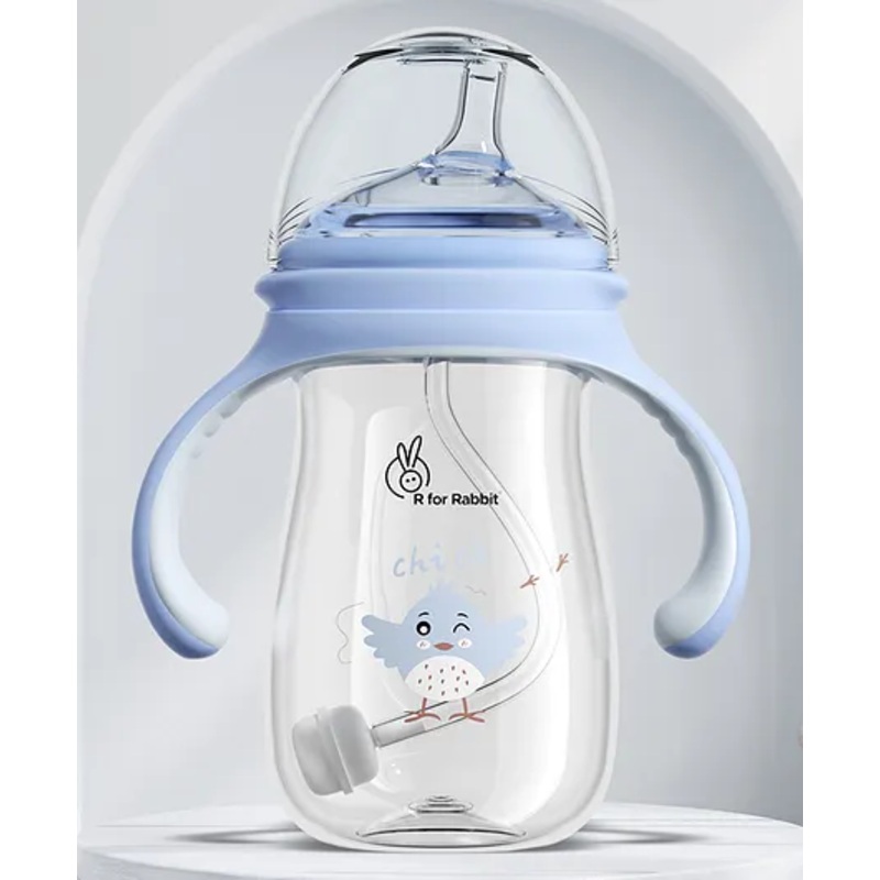 R for Rabbit Tritan Tweet 240 ml Baby Spout Cup for Kids | Twin Handle Non Toxic BPA Free Soft Silicone Spout Sipper Bottle | Leak Proof Drinking Sippy Cup for 6+ Month Infant Baby Boy & Girl (Blue)
