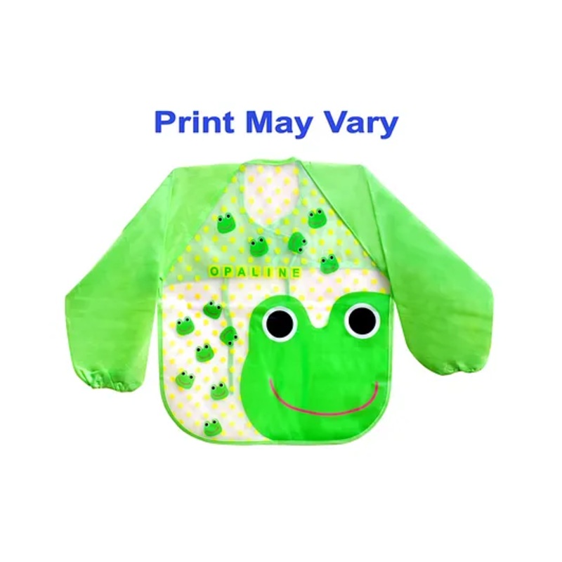 The Little Lookers Waterproof Printed Sleeved Bib – Green (Print May Vary)