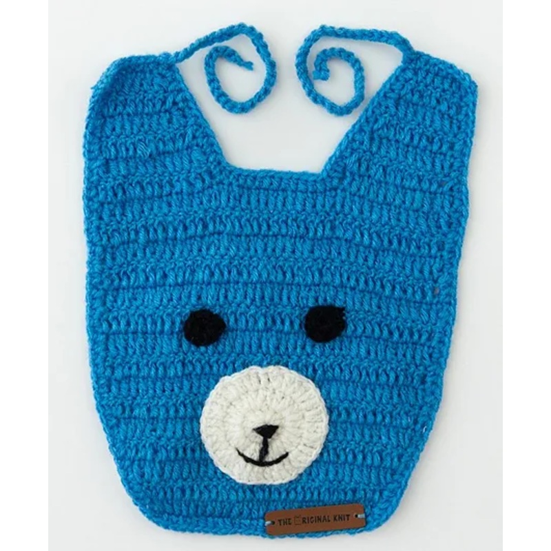 The Original Knit Teddy Design Bib – Blue