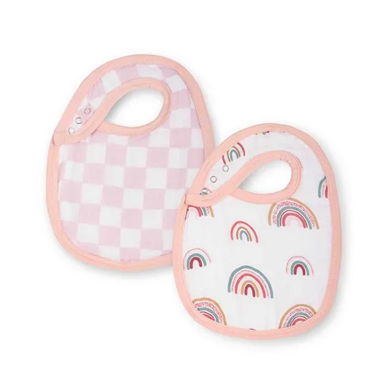 Theoni Cotton Muslin Snap Bib (Set Of 2)-Hawaiian Rainbow