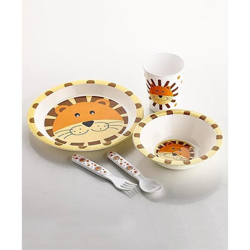 VOIDROP Baby Melamine Dinner Set Animal Print Pack of 5 – Multicolor