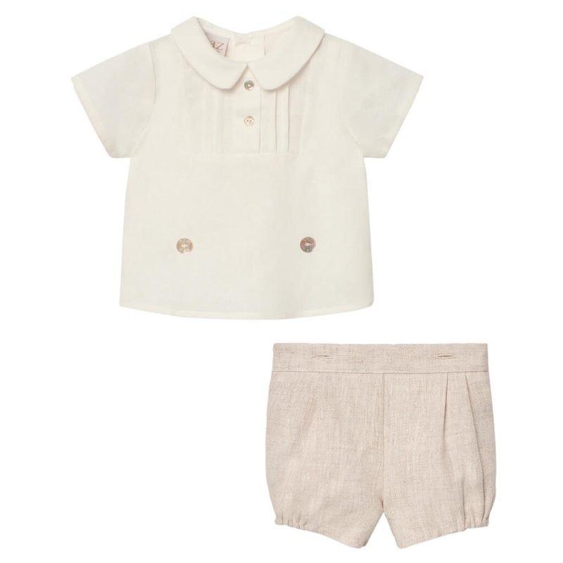 Woven Shirt and Short Set Area Beige