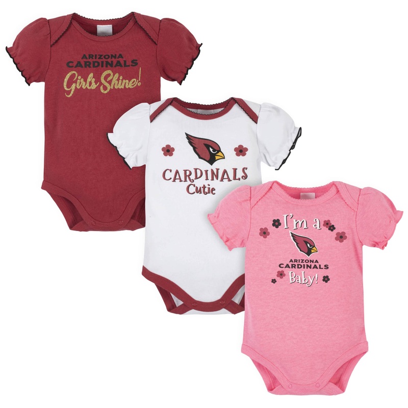 3-Pack Baby Girls NFL Short Sleeve Bodysuits