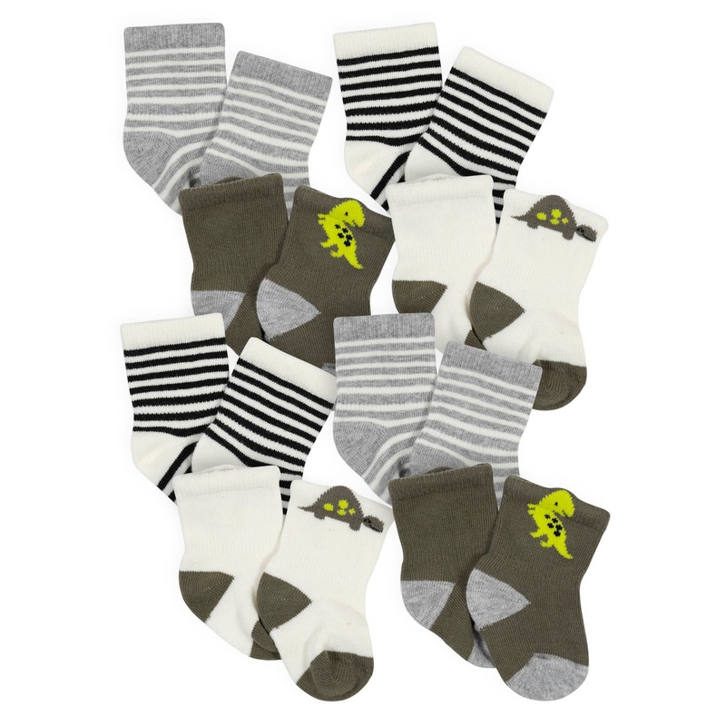 8-Piece Baby Boys Dinosaur Wiggle-Proof Socks