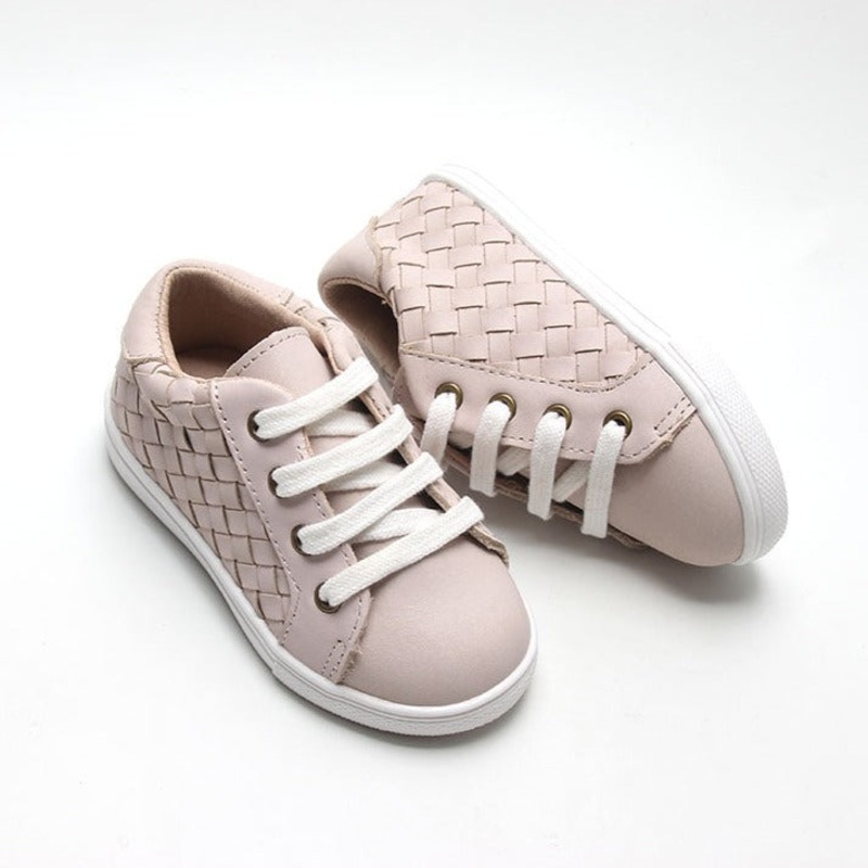 Consciously Baby Leather Woven Sneaker | Color ‘Dusty Pink’ | Hard Sole
