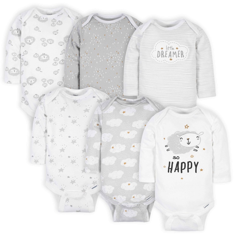 6-Pack Baby Neutral Sheep Long Sleeve Onesies Bodysuits