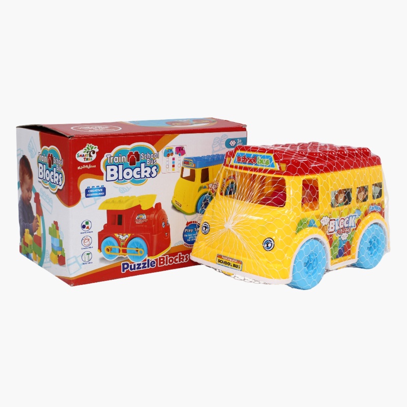 School Bus Blocks Set – Yellow Buildable Toy for Kids (3+)
