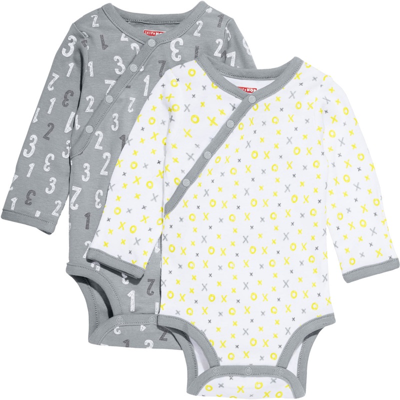 Skip Hop ABC-123 Long Sleeve Bodysuit Set, 2-Pack – Grey (Newborn)