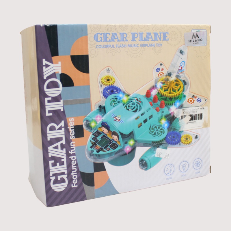 Transparent Bump and Go Airplane with 3D Lightning, Moving Gears, and Music