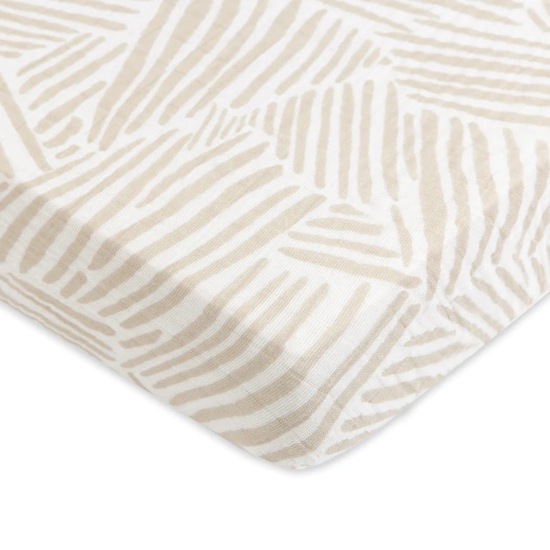 Muslin Mini Crib Sheet – Oat Stripe