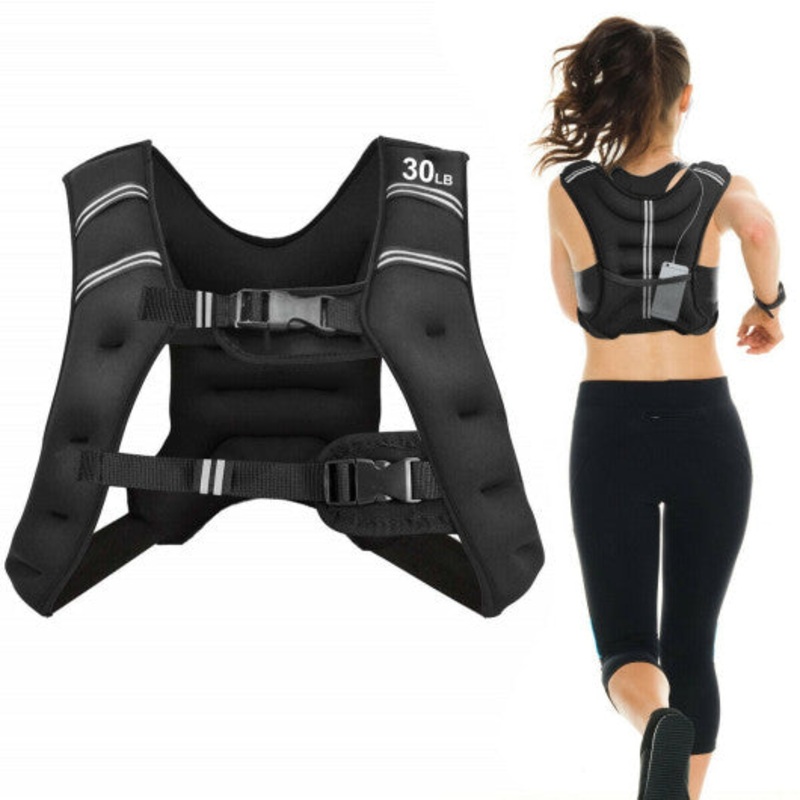 30LBS Workout Weighted Vest With Mesh Bag Adjustable Buckle-30 Lbs