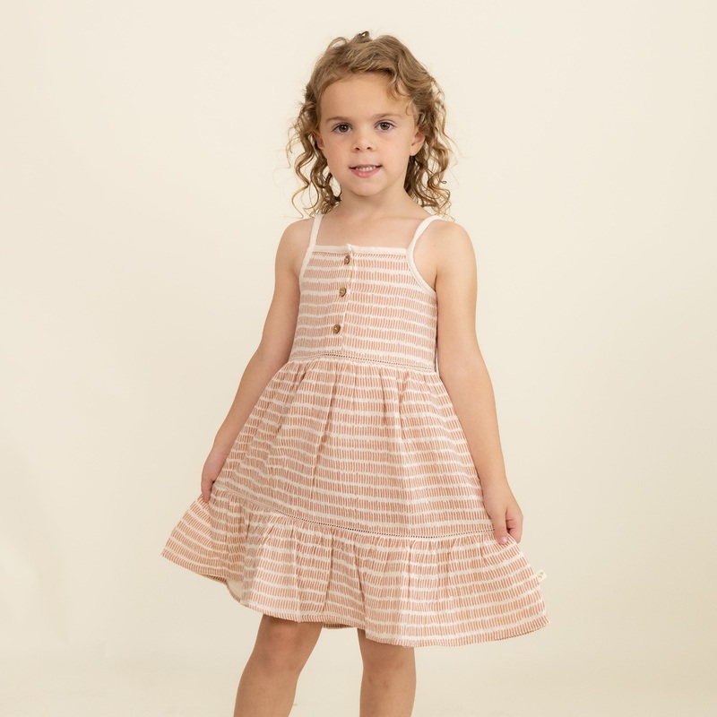 Makemake Organic Buttoned Tiered Dress | Dash Lines