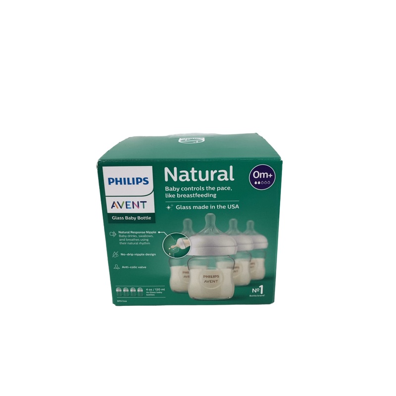 Philips Avent Natural Glass Baby Bottles, 4 Pack, 4oz