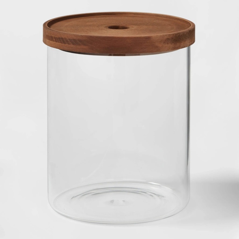 105oz Glass Storage Canister with Wood Lid – Threshold (See Description)